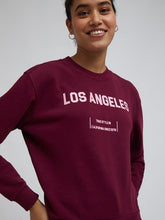 Load image into Gallery viewer, Zudio Wine Text Printed Sweatshirt