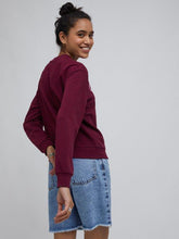 Load image into Gallery viewer, Zudio Wine Text Printed Sweatshirt