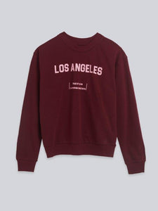 Zudio Wine Text Printed Sweatshirt