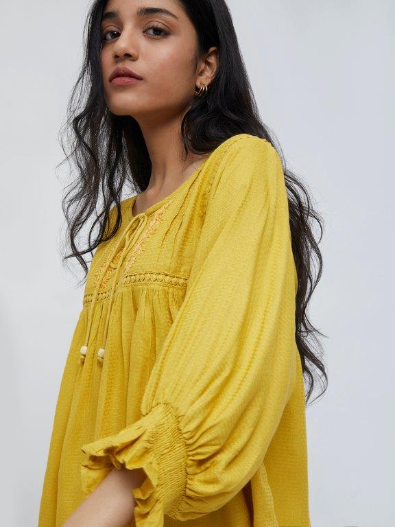 Zudio Mustard Embroidered Blouse