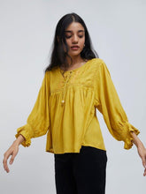 Load image into Gallery viewer, Zudio Mustard Embroidered Blouse