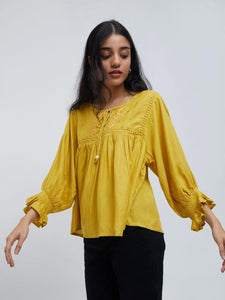 Zudio Mustard Embroidered Blouse