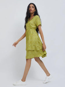 Zudio Lime Floral Printed Dress