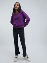 Load image into Gallery viewer, Zudio Purple Ribbed Texture Knitted Top